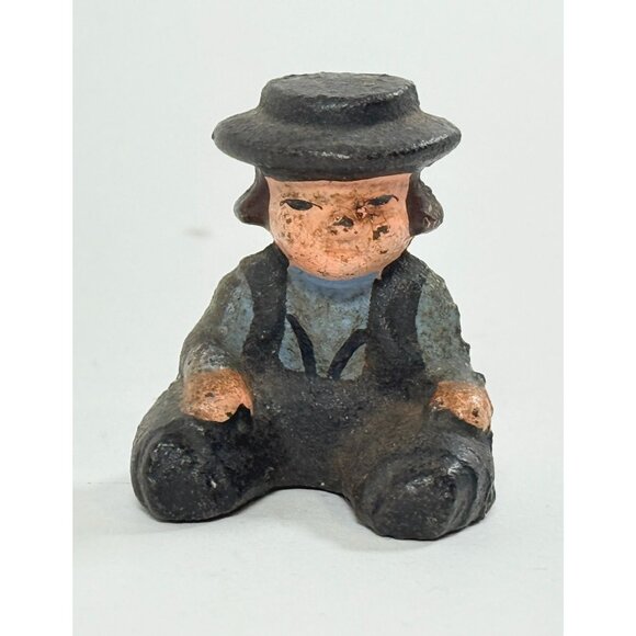 Vintage Cast Iron Amish Boy Girl Mini Figurines Rustic Primitive Decor - Picture 5 of 11